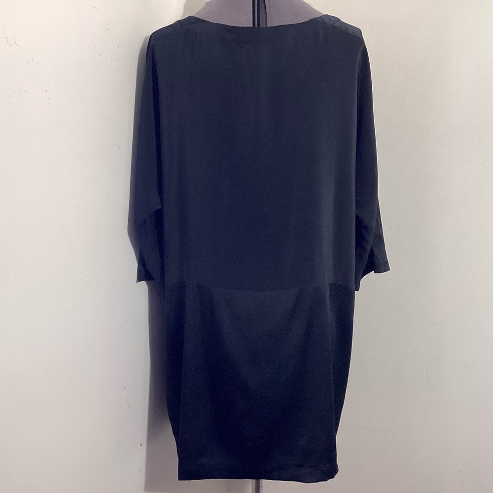Eileen Fisher Silk Crepe De Chine Black Tunic M Lagenlook - Picture 3 of 16